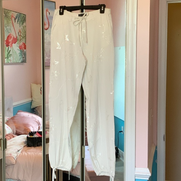 INC International Concepts Pants - INC International Concepts Cream Sequin Embellished Pants